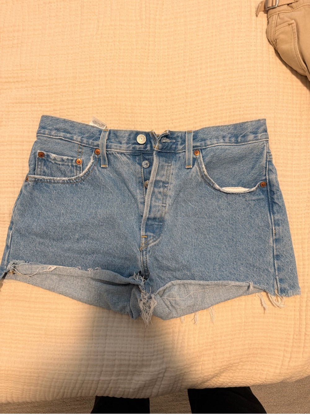 Levi's Faded Light Blue Denim Cutoff Shorts